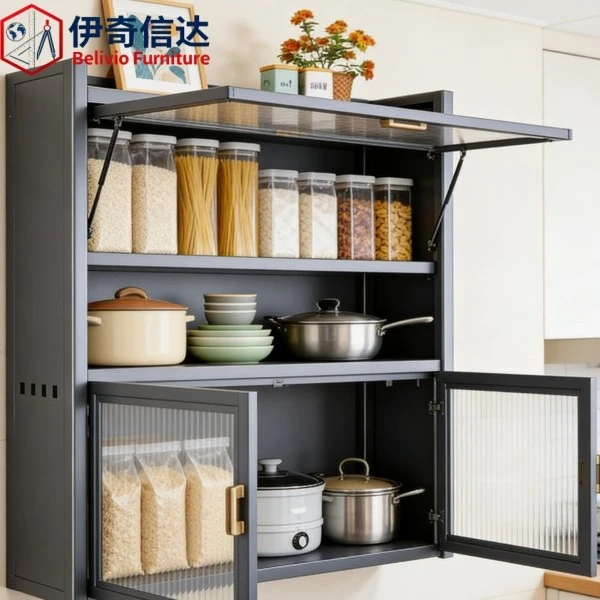 Large Kitchen Pantry Cabinet Freestanding - Open Interior Showcase